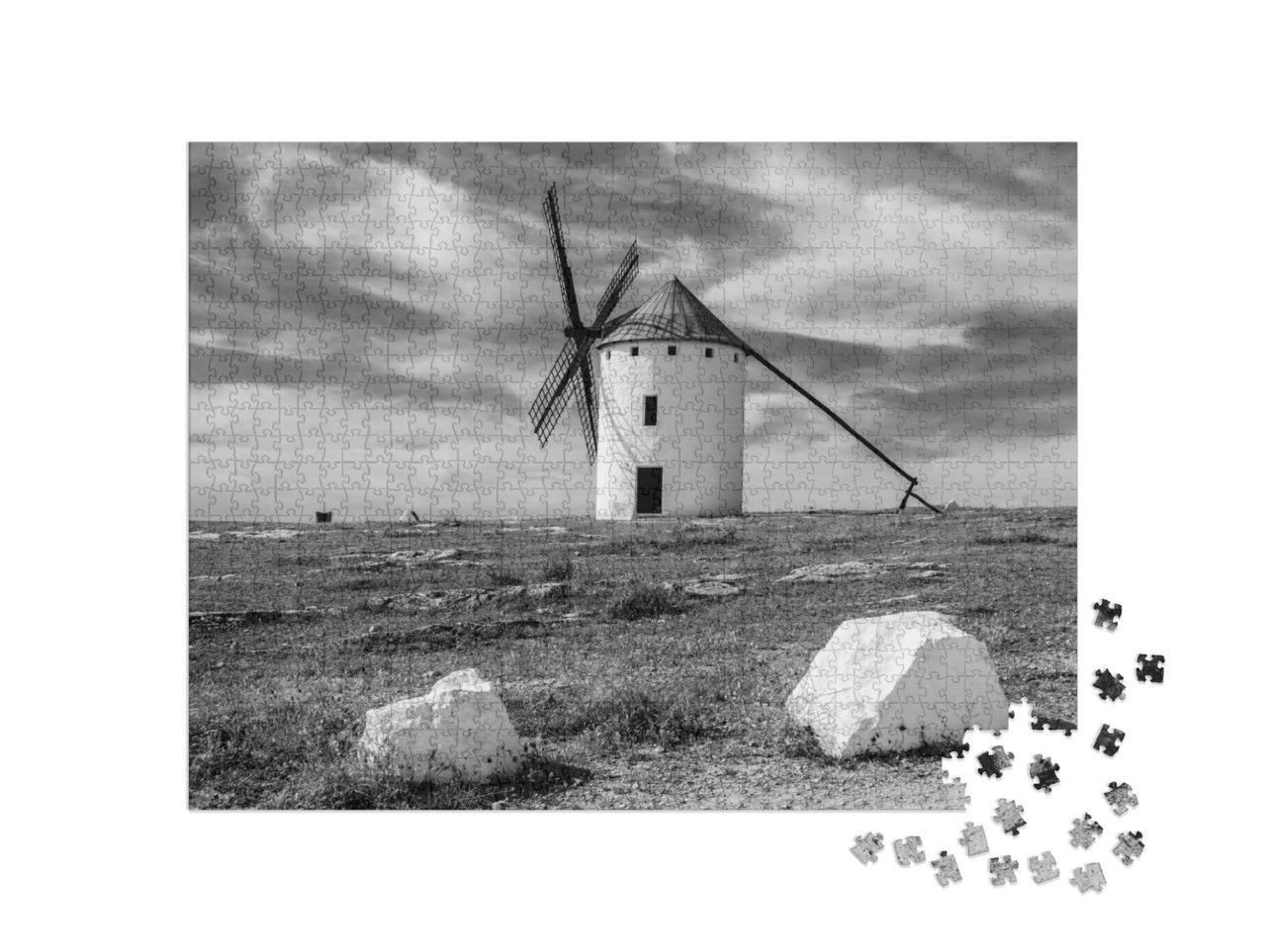 Puzzle de 1000 pièces « Moulin à vent typique de Campo de Criptana, Espagne »