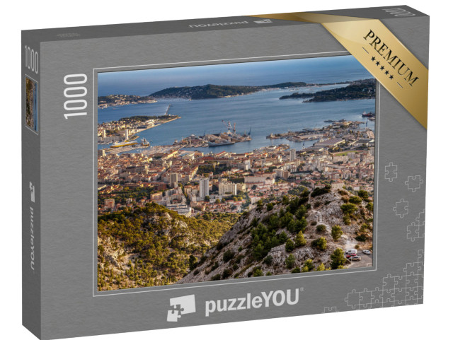 Puzzle de 1000 pièces « Vue panoramique de la ville de Toulon et de la côte depuis le mont Faron. France. Voyager en Europe. »