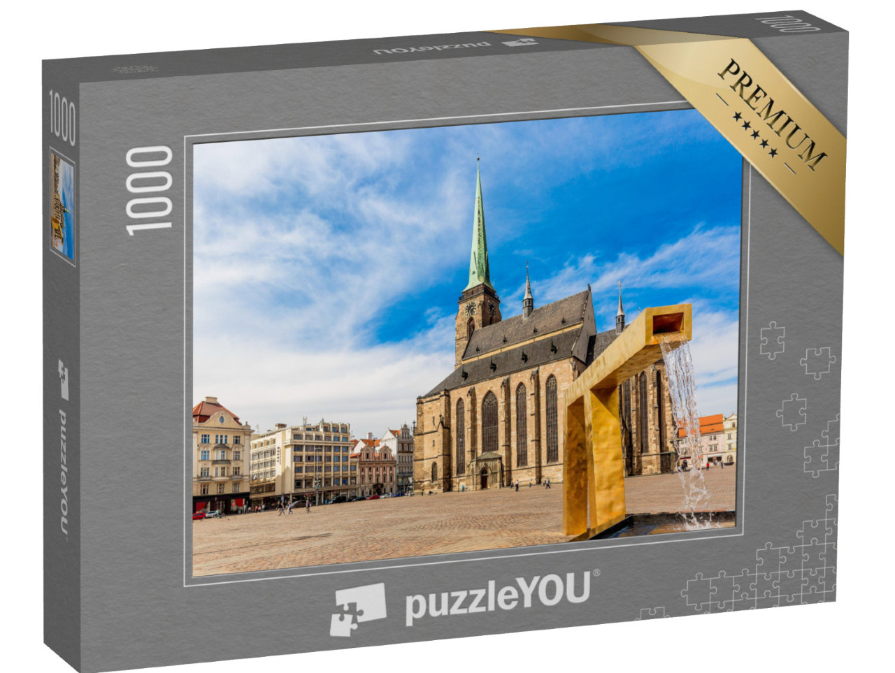 Puzzle de 1000 pièces « Cathédrale Saint-Barthélemy sur la place principale de Plzen, République tchèque »