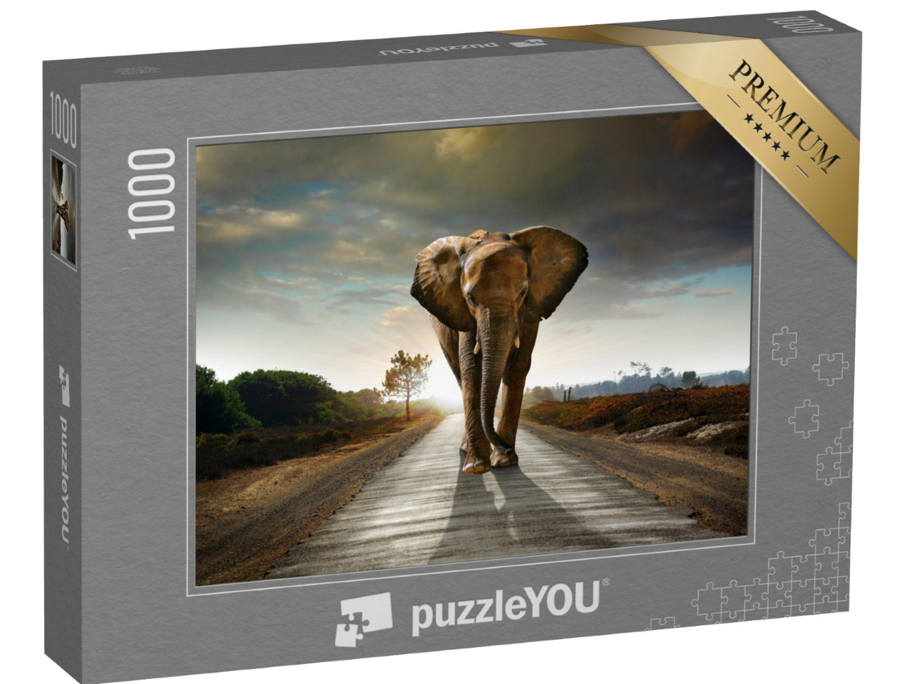 Puzzle de 1000 pièces « Eléphant sur une route »