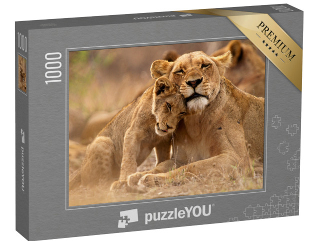 Puzzle de 1000 pièces « Lionne et lionceau dans le parc national Kruger, Afrique du Sud »