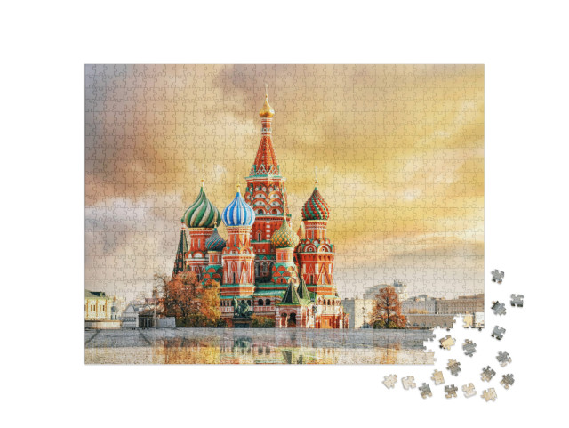 Puzzle de 1000 pièces « Vue de la cathédrale Saint-Basile sur la Place Rouge, Moscou, Russie »