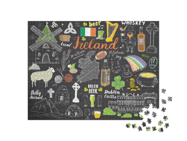 Puzzle de 1000 pièces « L'Irlande en croquis dessinés »
