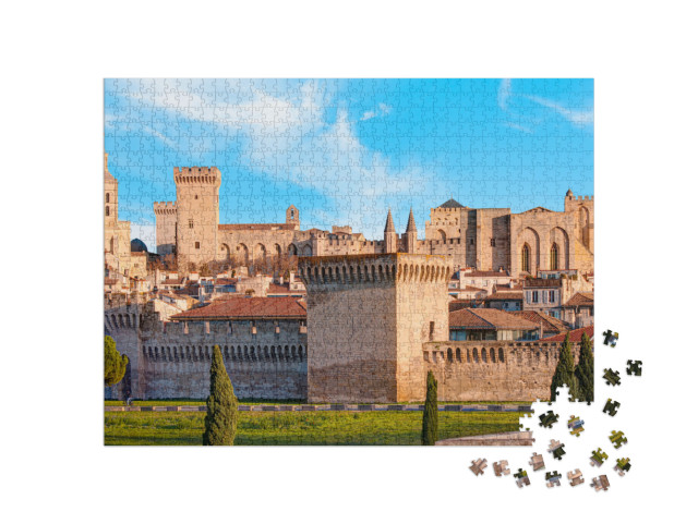 Puzzle de 1000 pièces « Vue panoramique sur le Palais des Papes et la Cathédrale d'Avignon - Ville d'Avignon, France »