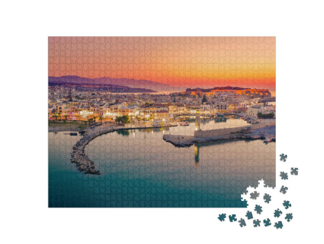 Puzzle de 1000 pièces « Le vieux port vénitien de la ville de Rethymno, île de Crète, Grèce »