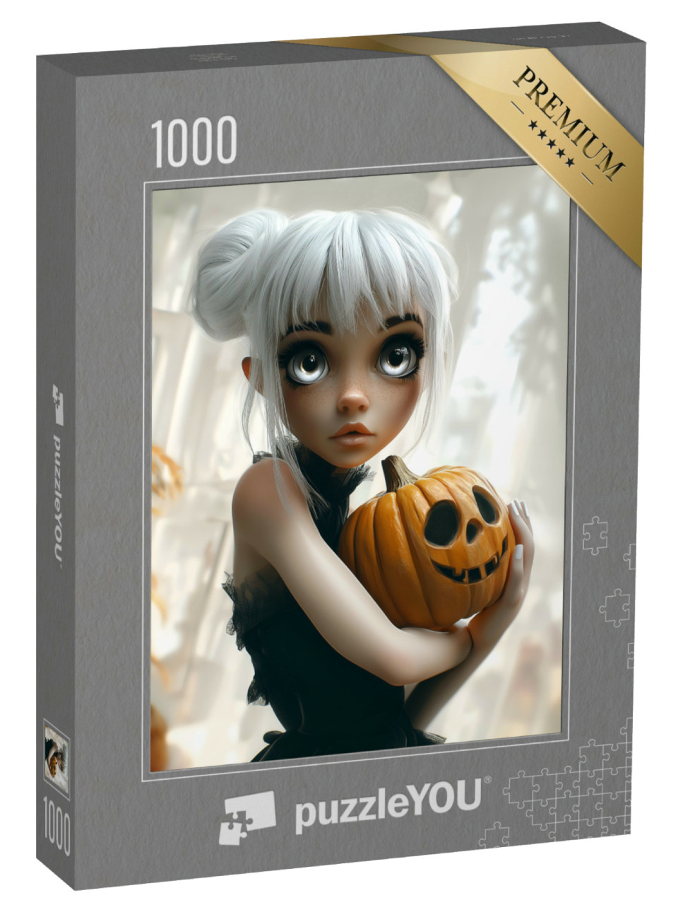 Puzzle de 1000 pièces « Fillette avec citrouille à la main »