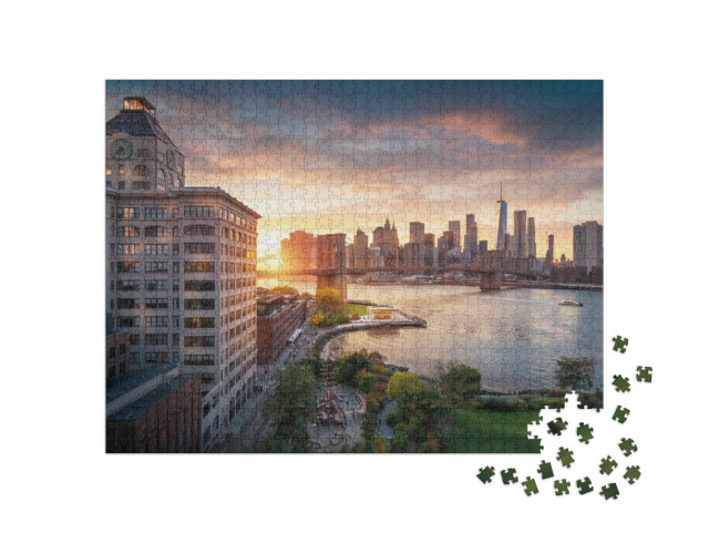 Puzzle de 1000 pièces « Pont de Brooklyn à New York City avec Financial District »