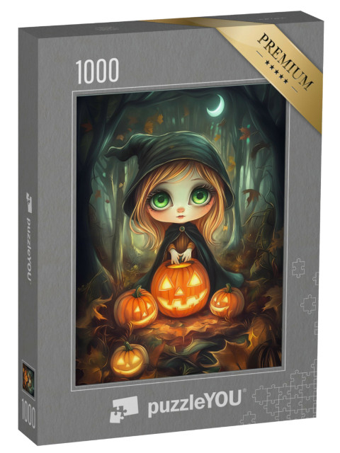 Puzzle de 1000 pièces « Sorcière dans la nuit d'Halloween »