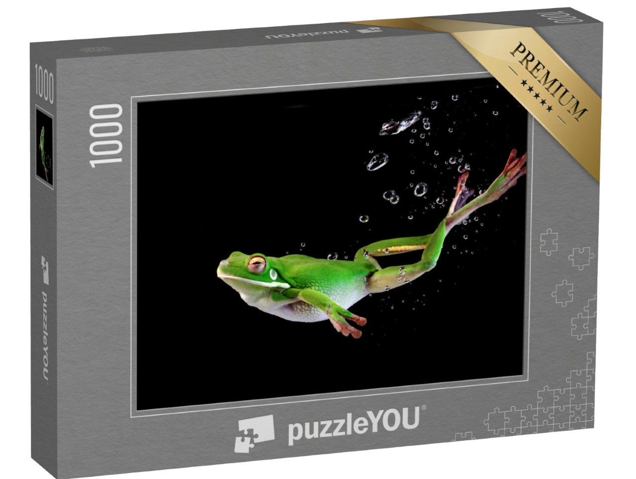 Puzzle de 1000 pièces « Grenouille à barbe blanche dans l'eau »