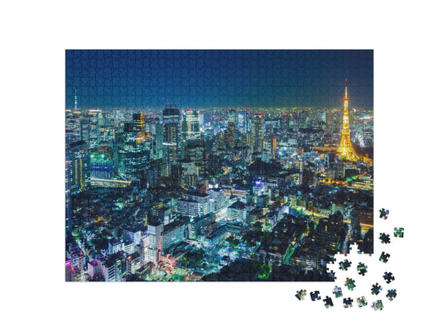 Puzzle de 1000 pièces « Skyline de Tokyo la nuit »