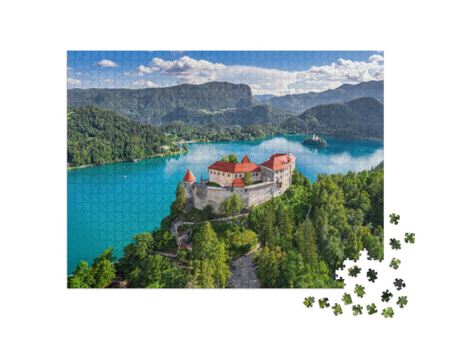 Puzzle de 1000 pièces « Château de Bled et lac de Bled, Slovénie »