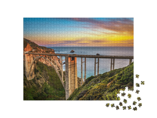 Puzzle de 1000 pièces « Pacific Coast Highway au coucher du soleil, Californie, États-Unis »