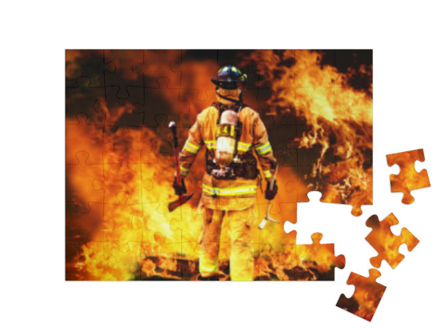 Puzzle de 48 pièces « Pompier dans le feu »