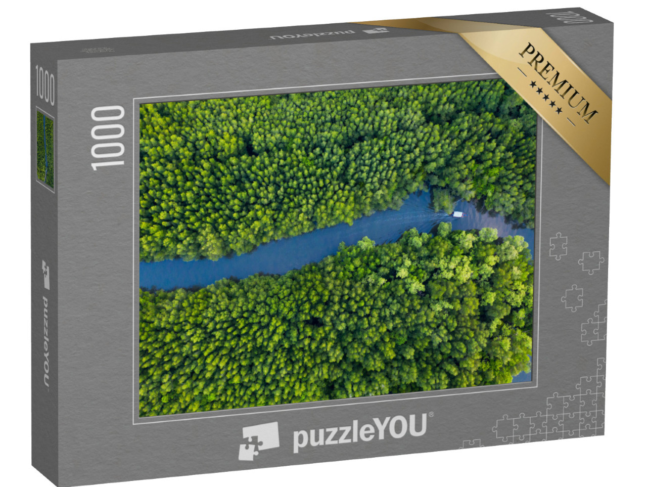 Puzzle de 1000 pièces « Bateau sur la rivière à Mangrove Forest Conservation, Thaïlande »