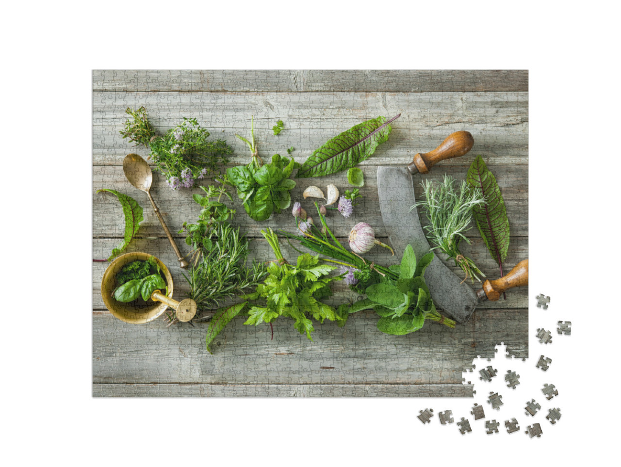 Puzzle de 1000 pièces « Herbes aromatiques fraîches et épices »