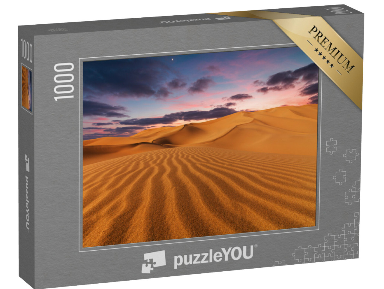 Puzzle de 1000 pièces « Coucher de soleil sur les dunes de sable dans le désert »