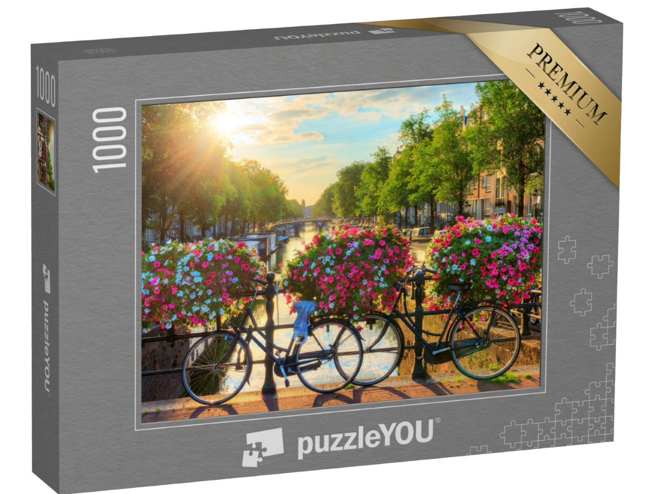 Puzzle de 1000 pièces « Les canaux d'Amsterdam, patrimoine mondial de l'UNESCO, Pays-Bas »