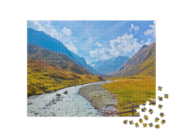 Puzzle de 1000 pièces « Randonnée dans la vallée de Stubai en Autriche »