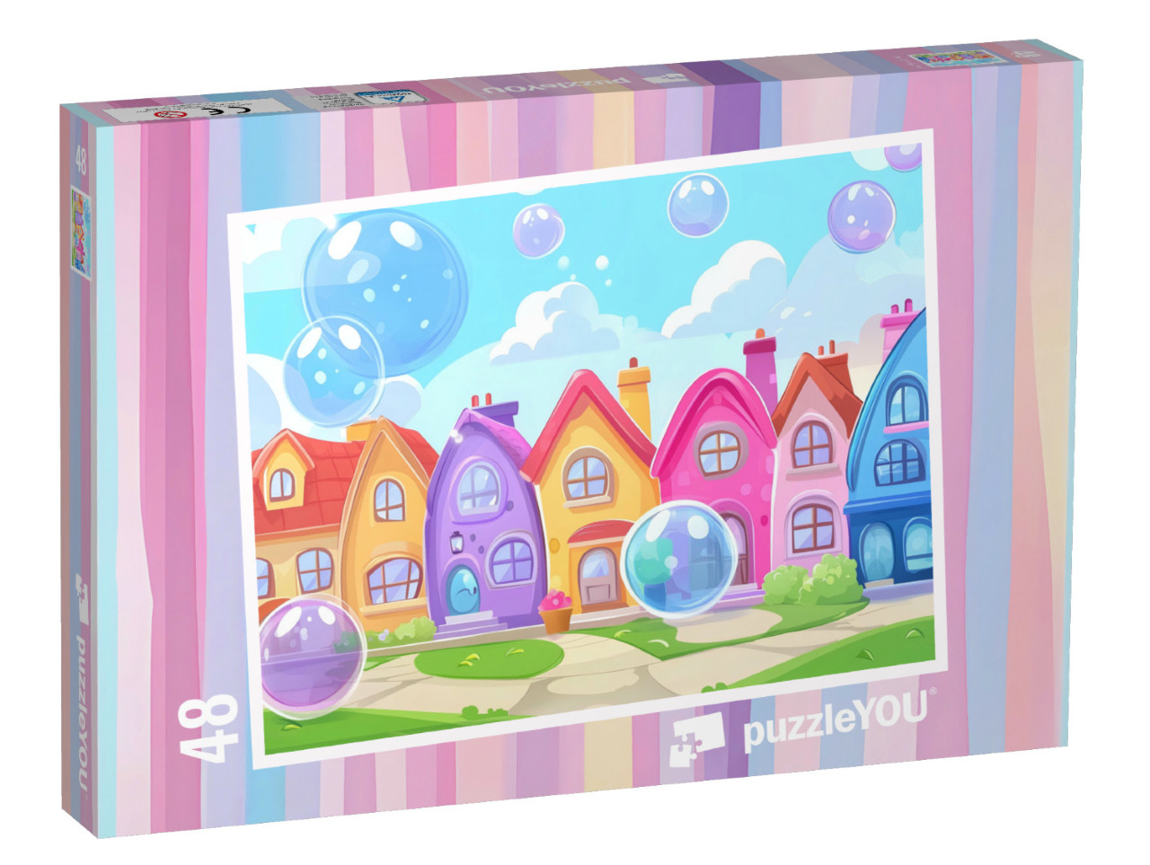 Puzzle de 48 pièces « La ville colorée des bulles de savon »