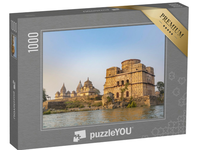 Puzzle de 1000 pièces « Cénotaphes Bundela au Kanchan Ghat à Orchha »