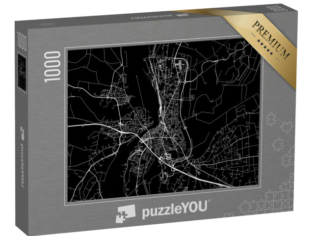 Puzzle de 1000 pièces « Plan de ville vectoriel d'Arles en France avec des rues blanches isolées sur un fond noir. »