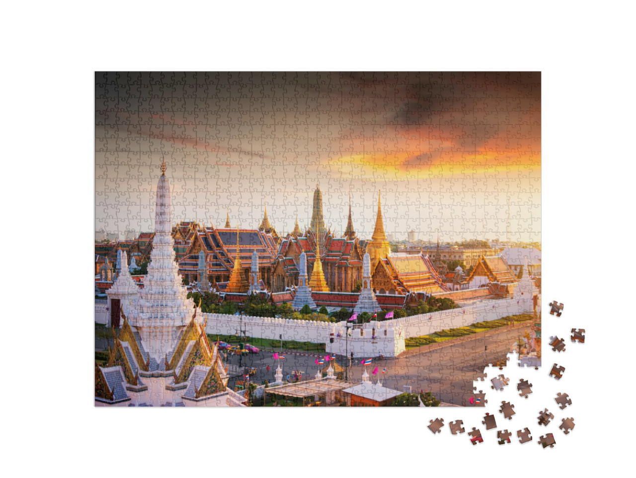 Puzzle de 1000 pièces « Grand Palais au crépuscule à Bangkok, Thaïlande »