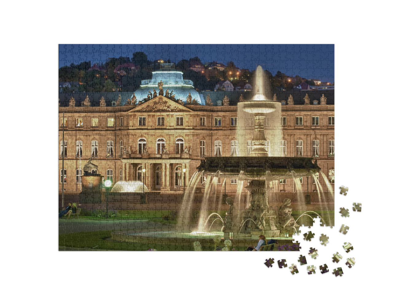 Puzzle de 1000 pièces « Fontaine du "Neuen Schloss" Stuttgart, Allemagne »