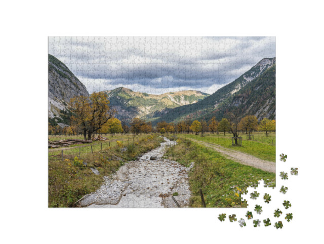 Puzzle de 1000 pièces « Érables de l'Ahornboden en automne, montagnes du Karwendel, Autriche »