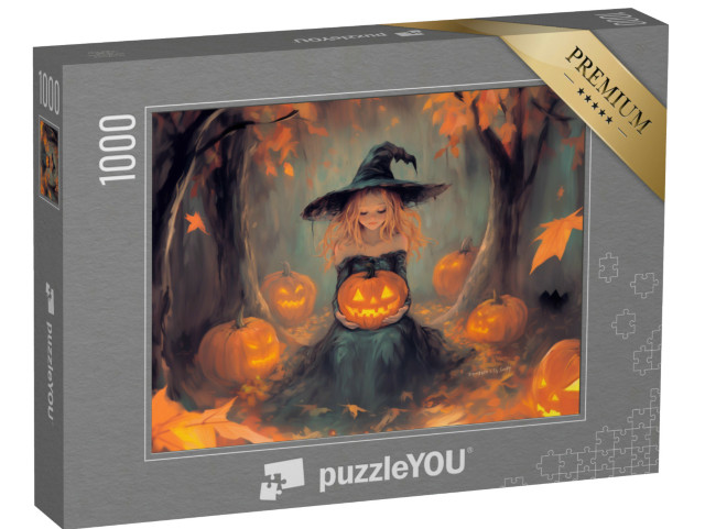 Puzzle de 1000 pièces « Sorcière la nuit dans la forêt »