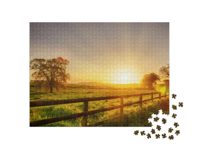 Puzzle de 1000 pièces « Lever de soleil sur la campagne du Norfolk »