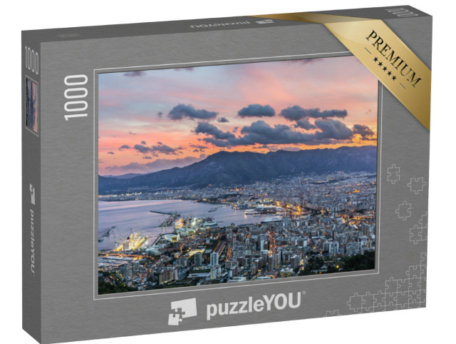 Puzzle de 1000 pièces « Vue aérienne de Palerme au coucher du soleil, Italie »