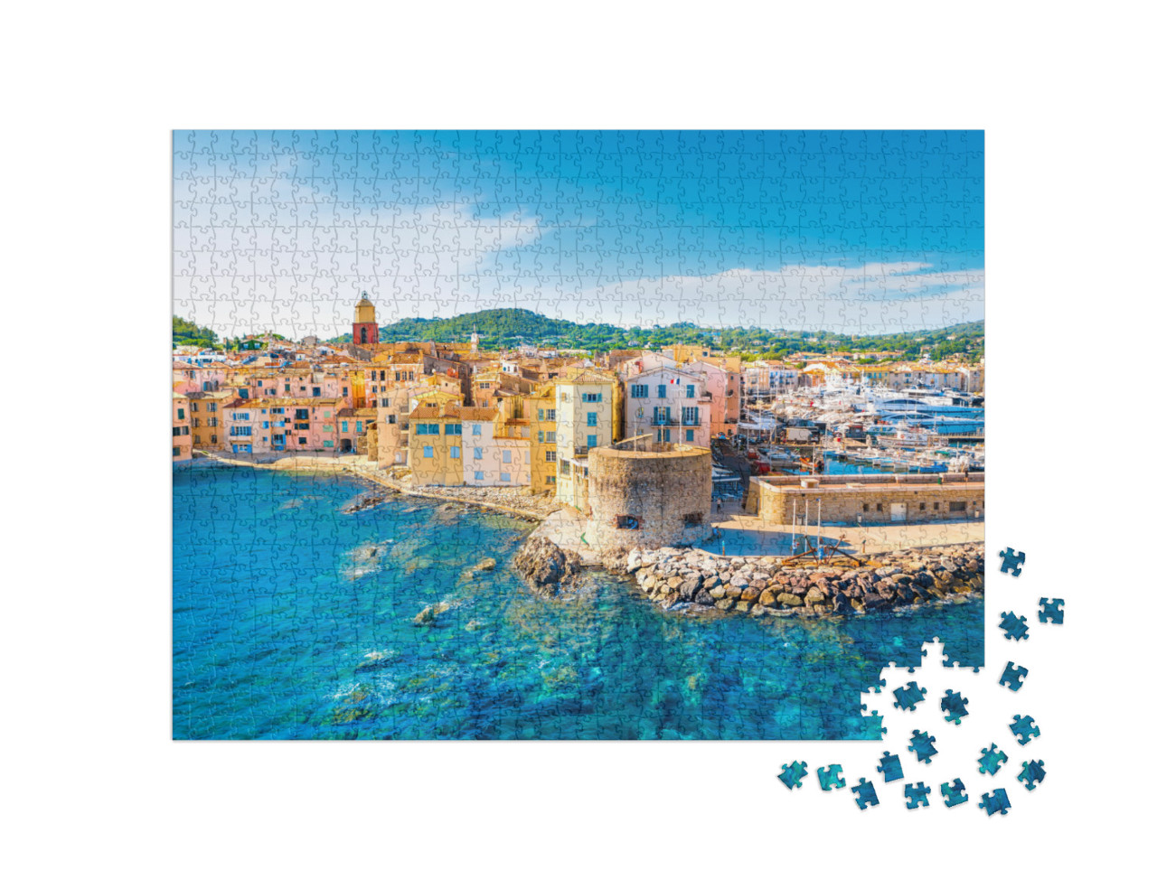 Puzzle de 1000 pièces « Vue sur la ville de Saint-Tropez, Provence, Côte d'Azur »