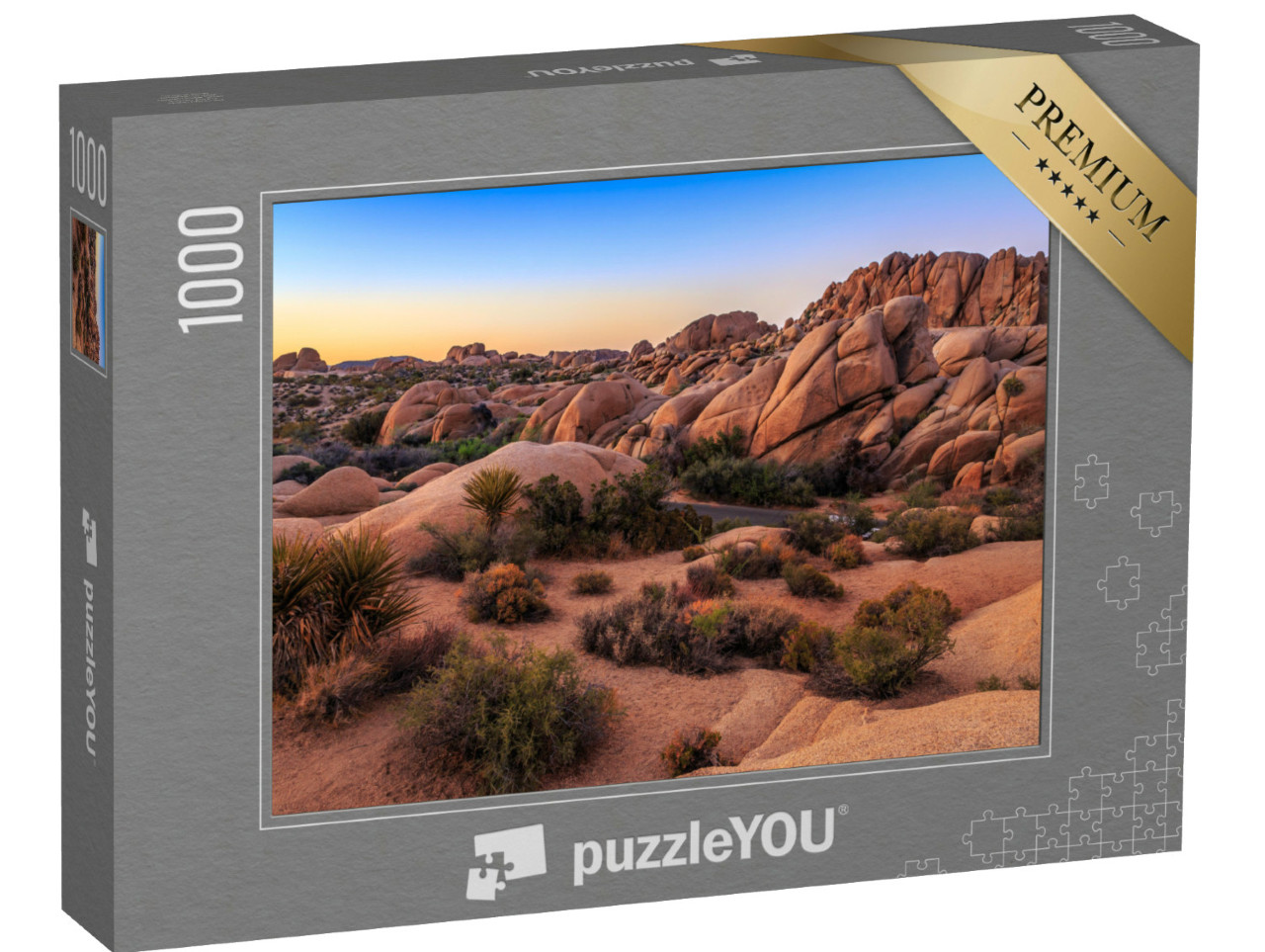 Puzzle de 1000 pièces « Coucher de soleil à Jumbo Rocks, Parc national de Joshua Tree, Californie »
