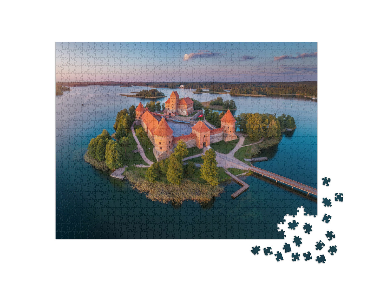 Puzzle de 1000 pièces « Château de Trakai sur le lac Galve, Lituanie »