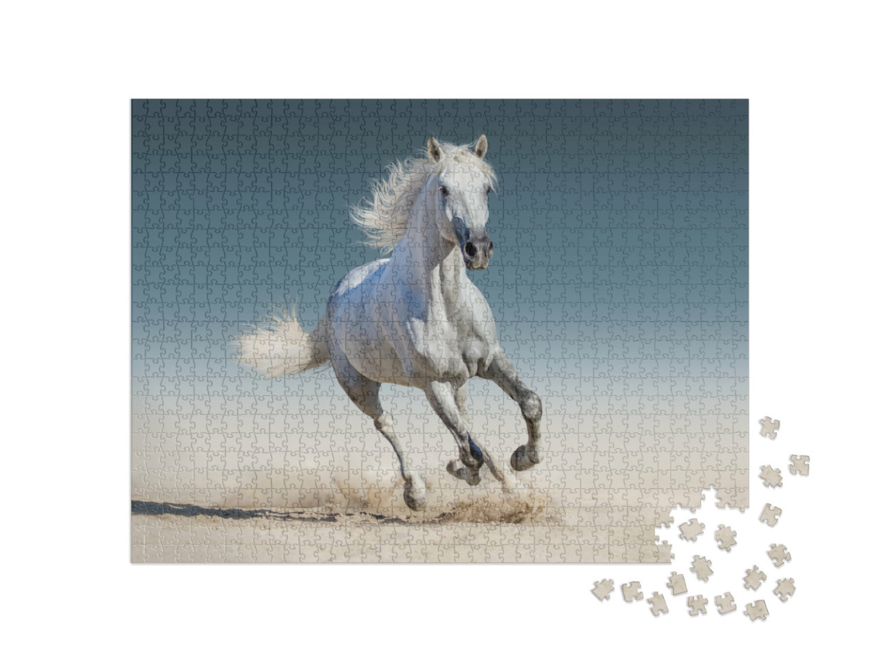 Puzzle de 1000 pièces « Cheval blanc au galop »