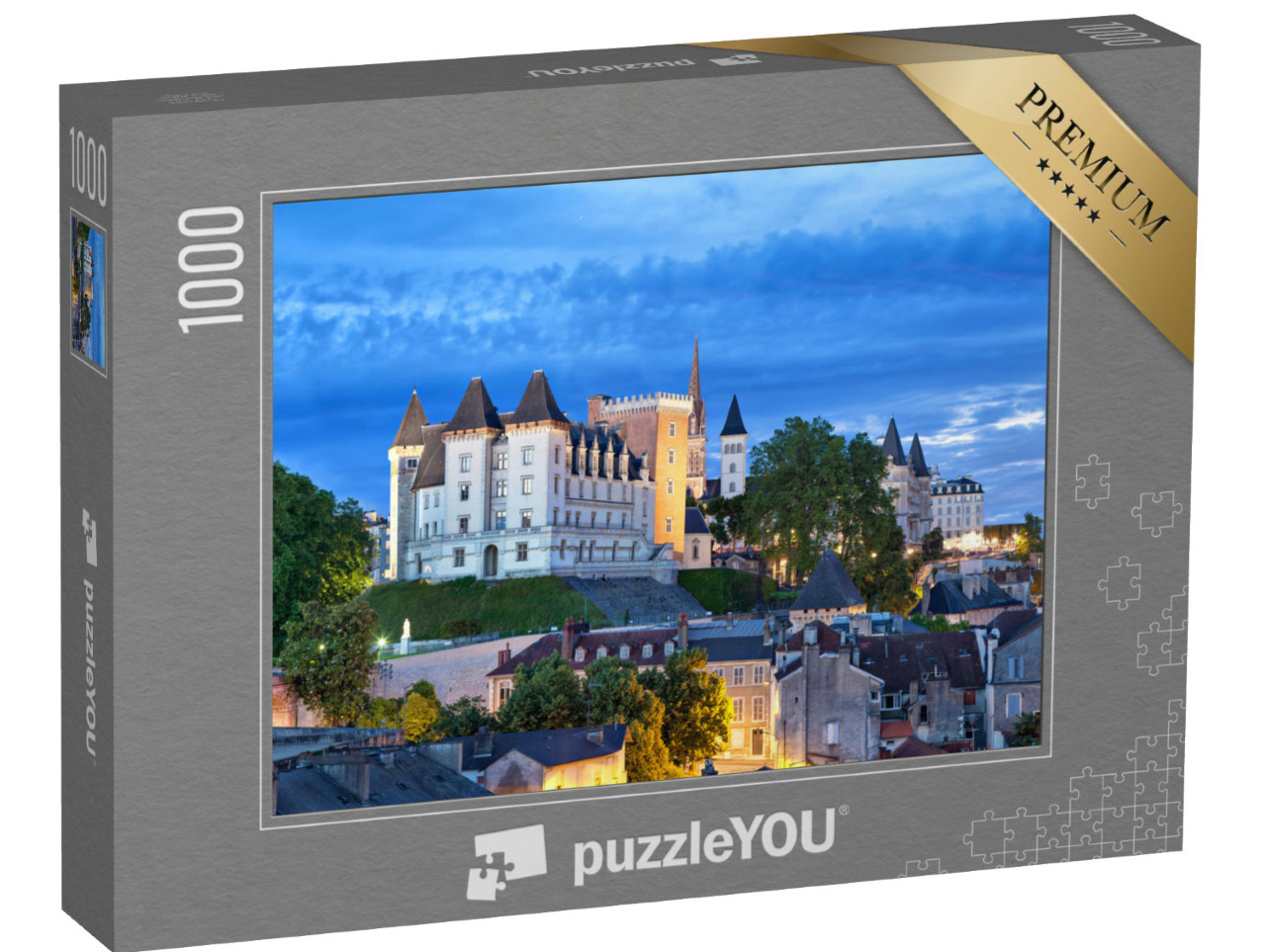 Puzzle de 1000 pièces « Vue du château de Pau le soir, Pyrénées Atlantiques, Aquitaine, France »