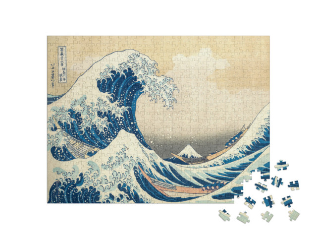 Puzzle de 500 pièces « Katsushika Hokusai - Sous la vague au large de Kanagawa »