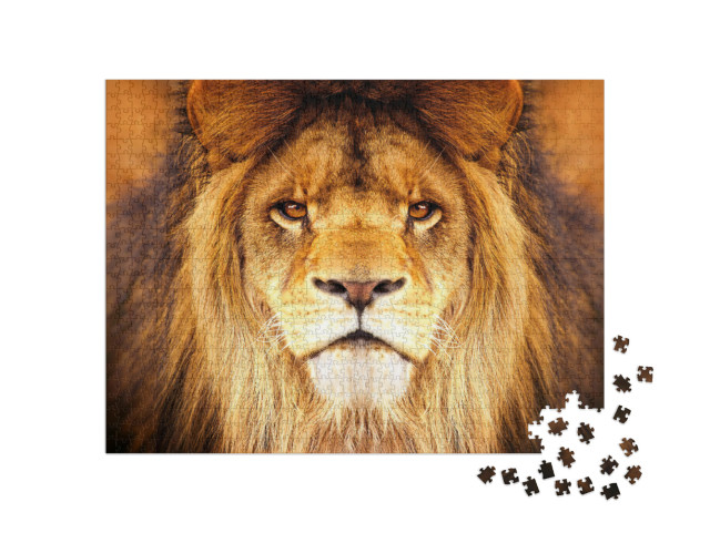 Puzzle de 1000 pièces « Face à face avec un lion »