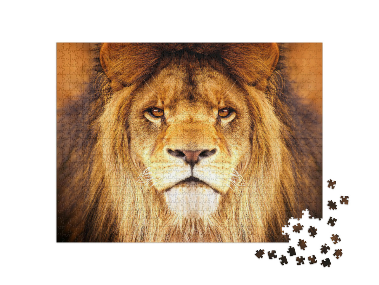 Puzzle de 1000 pièces « Face à face avec un lion »