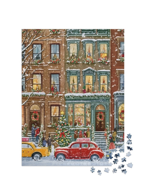 Puzzle de 1000 pièces « Maison de ville new-yorkaise décorée pour Noël »