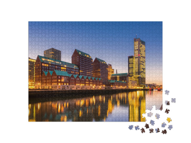Puzzle de 1000 pièces « Architecture moderne et skyline de Rotterdam, Pays-Bas »