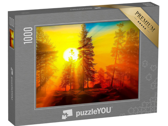 Puzzle de 1000 pièces « Lever de soleil dans la forêt »
