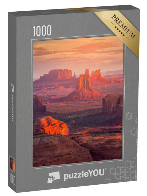 Puzzle de 1000 pièces « Hunts Mesa au lever du soleil, Monument Valley, Arizona, États-Unis »