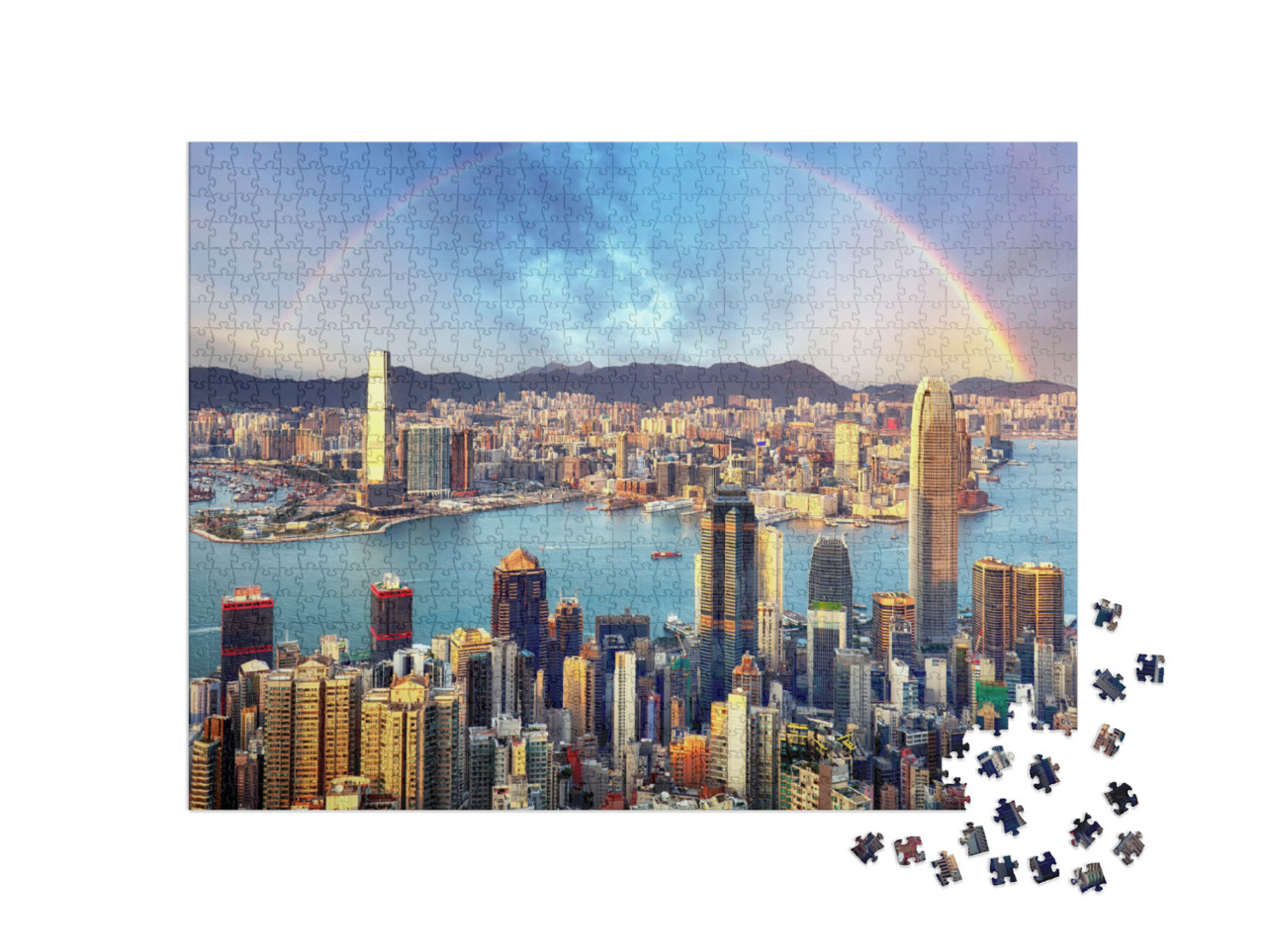 Puzzle de 1000 pièces « Pluie torrentielle sur Hong Kong »