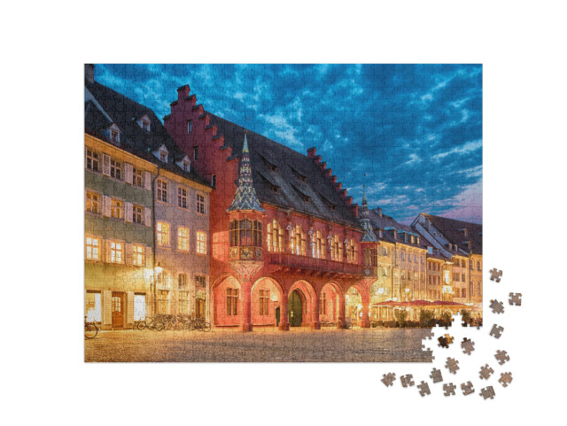 Puzzle de 1000 pièces « Grand magasin historique de la Münsterplatz à Fribourg, Allemagne »