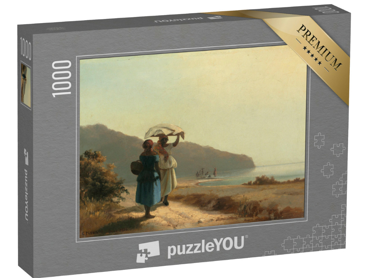 Puzzle de 1000 pièces « Camille Pissarro - Deux femmes discutant au bord de la mer, St. Thomas »