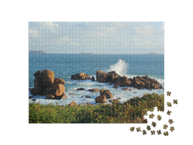 Puzzle de 1000 pièces « Rocher de la Côte de Granite Rose dans les Côtes d'Armor, Bretagne Nord, France, Ploumanac'h, Perroz-Guirec »