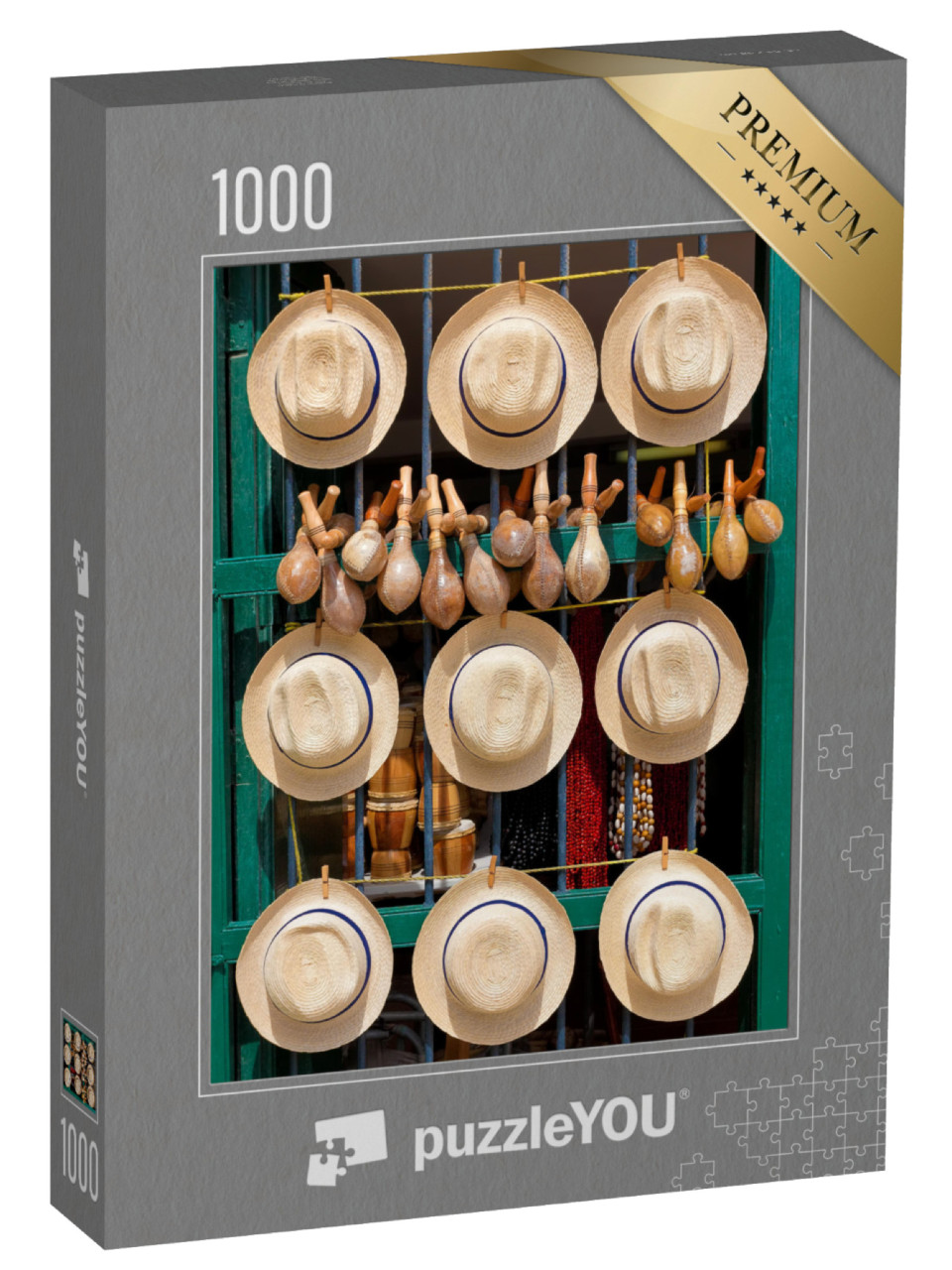 Puzzle de 1000 pièces « Chapeaux, instruments de musique, colliers à vendre à La Havane, Cuba »