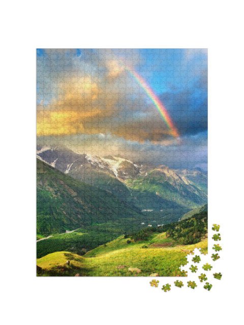 Puzzle de 1000 pièces « Arc-en-ciel au-dessus des montagnes »