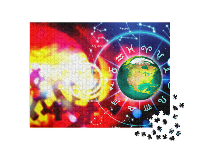 Puzzle de 1000 pièces « Signes du zodiaque à l'intérieur du cercle de l'horoscope »
